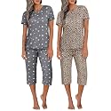 Ekouaer 2 Pack Women39s Capri Pajama Sets