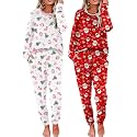 Ekouaer 2 Pack Womens Pajama Sets Long Sleeve Lounge Sets Soft Pj Loungewear Sleepwear