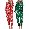 Ekouaer 2 Pack Womens Pajama Sets Long Sleeve Lounge Sets Soft Pj Loungewear Sleepwear