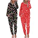 Ekouaer 2 Pack Womens Pajama Sets Long Sleeve Lounge Sets Soft Pj Loungewear Sleepwear