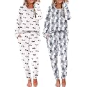 Ekouaer 2 Pack Womens Pajama Sets Long Sleeve Lounge Sets Soft Pj Loungewear Sleepwear