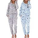Ekouaer 2 Pack Womens Pajama Sets Long Sleeve Lounge Sets Soft Pj Loungewear Sleepwear