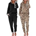 Ekouaer 2 Pack Womens Pajama Sets Long Sleeve Lounge Sets Soft Pj Loungewear Sleepwear