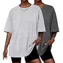Ekouaer 2 Pack Womens Tops Short Sleeve Oversized T Shirts Casual Clothes