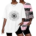 Ekouaer 2 Pack Womens Tops Short Sleeve Oversized T Shirts Casual Clothes