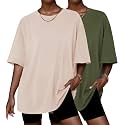 Ekouaer 2 Pack Womens Tops Short Sleeve Oversized T Shirts Casual Clothes