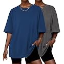 Ekouaer 2 Pack Womens Tops Short Sleeve Oversized T Shirts Casual Clothes