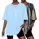 Ekouaer 2 Pack Womens Tops Short Sleeve Oversized T Shirts Casual Clothes