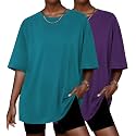 Ekouaer 2 Pack Womens Tops Short Sleeve Oversized T Shirts Casual Clothes