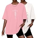 Ekouaer 2 Pack Womens Tops Short Sleeve Oversized T Shirts Casual Clothes