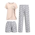 Ekouaer 3 PCS Maternity Nursing Pajamas Set Postpartum Breastfeeding PJS