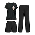 Ekouaer 3 PCS Maternity Nursing Pajamas Set Postpartum Breastfeeding PJS