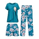 Ekouaer 3 PCS Maternity Nursing Pajamas Set Postpartum Breastfeeding PJS