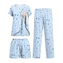 Ekouaer 3 PCS Maternity Nursing Pajamas Set Postpartum Breastfeeding PJS