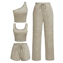 Ekouaer 4 Piece Sets for Women Casual Lounge Sets Summer Vacation Outfits