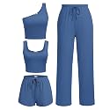 Ekouaer 4 Piece Sets for Women Casual Lounge Sets Summer Vacation Outfits