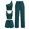Ekouaer 4 Piece Sets for Women Casual Lounge Sets Summer Vacation Outfits