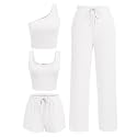Ekouaer 4 Piece Sets for Women Casual Lounge Sets Summer Vacation Outfits