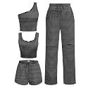 Ekouaer 4 Piece Sets for Women Casual Lounge Sets Summer Vacation Outfits