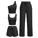 Ekouaer 4 Piece Sets for Women Casual Lounge Sets Summer Vacation Outfits