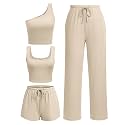 Ekouaer 4 Piece Sets for Women Casual Lounge Sets Summer Vacation Outfits