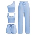 Ekouaer 4 Piece Sets for Women Casual Lounge Sets Summer Vacation Outfits