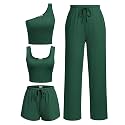 Ekouaer 4 Piece Sets for Women Casual Lounge Sets Summer Vacation Outfits