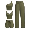 Ekouaer 4 Piece Sets for Women Casual Lounge Sets Summer Vacation Outfits