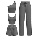 Ekouaer 4 Piece Sets for Women Casual Lounge Sets Summer Vacation Outfits