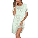 Ekouaer Cotton Nightgowns for Women Short Sleeve Sleepshirts Soft Sleepwear