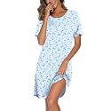 Ekouaer Cotton Nightgowns for Women Short Sleeve Sleepshirts Soft Sleepwear