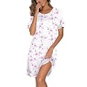Ekouaer Cotton Nightgowns for Women Short Sleeve Sleepshirts Soft Sleepwear
