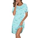 Ekouaer Cotton Nightgowns for Women Short Sleeve Sleepshirts Soft Sleepwear