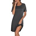 Ekouaer Cotton Nightgowns for Women Short Sleeve Sleepshirts Soft Sleepwear
