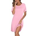 Ekouaer Cotton Nightgowns for Women Short Sleeve Sleepshirts Soft Sleepwear