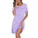 Ekouaer Cotton Nightgowns for Women Short Sleeve Sleepshirts Soft Sleepwear