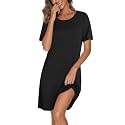 Ekouaer Cotton Nightgowns for Women Short Sleeve Sleepshirts Soft Sleepwear