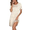 Ekouaer Cotton Nightgowns for Women Short Sleeve Sleepshirts Soft Sleepwear