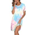 Ekouaer Cotton Nightgowns for Women Short Sleeve Sleepshirts Soft Sleepwear