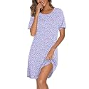 Ekouaer Cotton Nightgowns for Women Short Sleeve Sleepshirts Soft Sleepwear