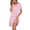 Ekouaer Cotton Nightgowns for Women Short Sleeve Sleepshirts Soft Sleepwear