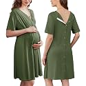 Ekouaer Labor and Delivery Gown for Hospital V Neck Maternity Nursing Dress