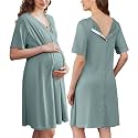 Ekouaer Labor and Delivery Gown for Hospital V Neck Maternity Nursing Dress