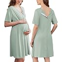 Ekouaer Labor and Delivery Gown for Hospital V Neck Maternity Nursing Dress