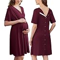 Ekouaer Labor and Delivery Gown for Hospital V Neck Maternity Nursing Dress