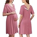 Ekouaer Labor and Delivery Gown for Hospital V Neck Maternity Nursing Dress