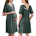 Ekouaer Labor and Delivery Gown for Hospital V Neck Maternity Nursing Dress