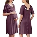 Ekouaer Labor and Delivery Gown for Hospital V Neck Maternity Nursing Dress