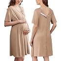 Ekouaer Labor and Delivery Gown for Hospital V Neck Maternity Nursing Dress