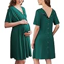 Ekouaer Labor and Delivery Gown for Hospital V Neck Maternity Nursing Dress